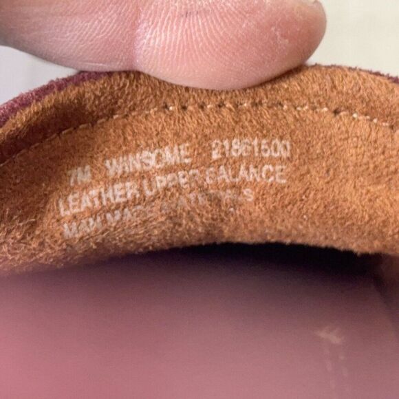 Womens Loafer Shoes Burgundy Suede Pumps Brown Strap Buckle Sz 7 7M - Picture 11 of 13